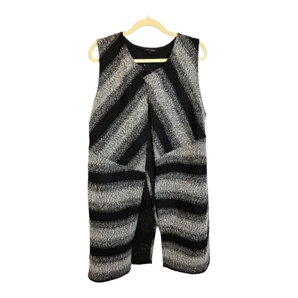 John Mark Vest Women's Size‎ Large Sweater Open Silver Black